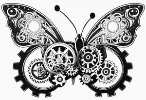Steampunk-inspired butterfly with gears tattoo idea