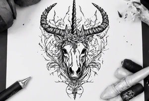 Shattered chalice unicorn horn tattoo idea