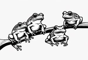 3 frogs on a branch tattoo idea
