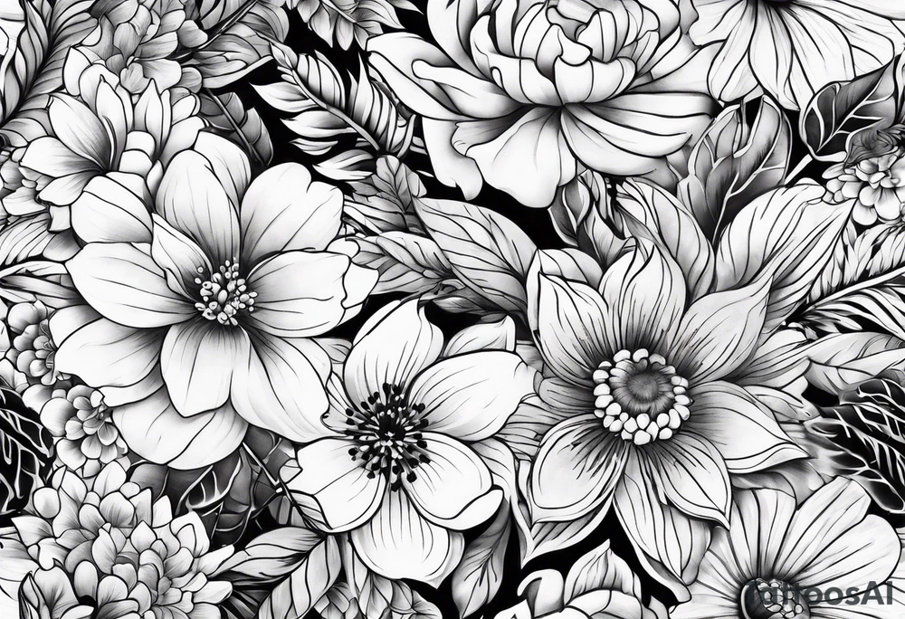 floral wrap around tattoo idea