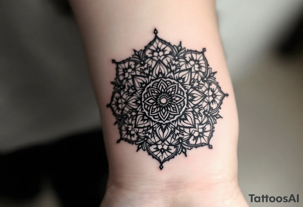 mandala with sacred flower of life in the middle tattoo idea