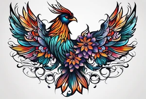 Phoenix flower tattoo idea