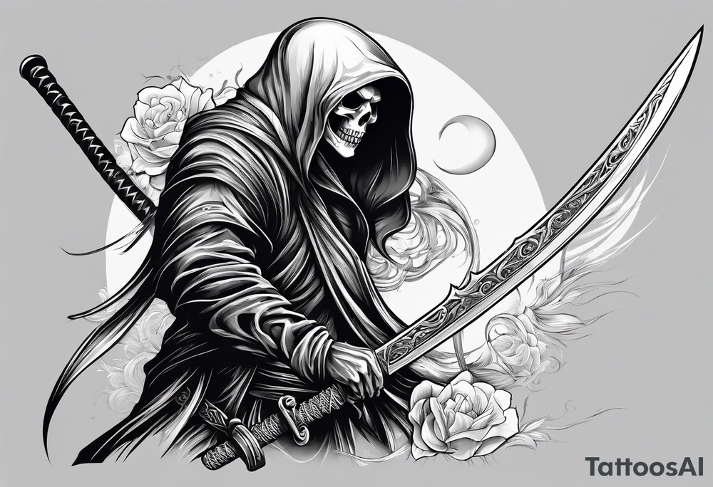 grim reaper with katana tattoo idea