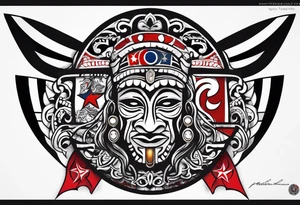 Taino tribal art with the Puerto Rico, U.S. Virgin Islands, and Trinidad flags. tattoo idea