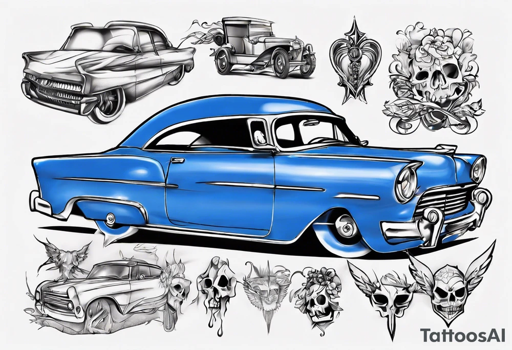 get into a blue car tattoo idea