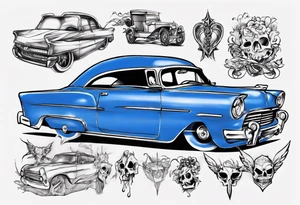 get into a blue car tattoo idea