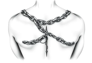 Redemption with broken chains wrapped around the arm tattoo idea