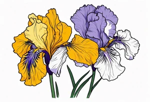 Iris and marigold flower together tattoo idea