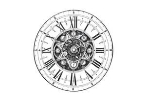vintage roman numerals within ornate clockwork mechanism tattoo idea