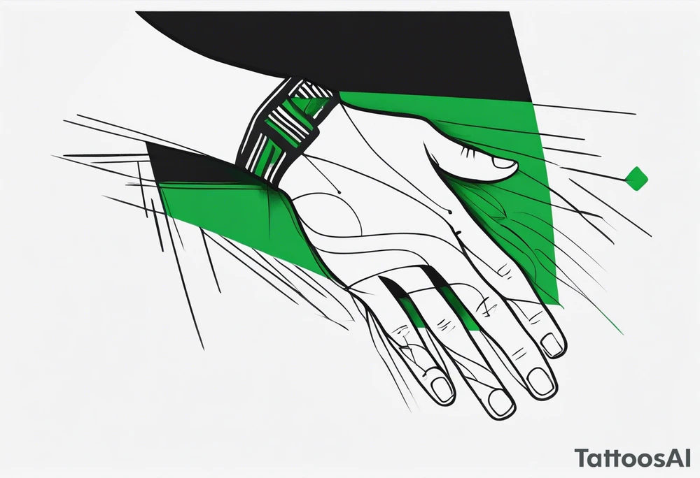 lines around wrist, abstract, green and black, covered from wrist to forearm, fully covered, no borders, blackwork, no people tattoo idea