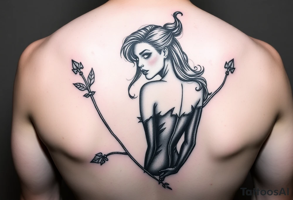 Poison ivy f4om batman sketch style tattoo idea