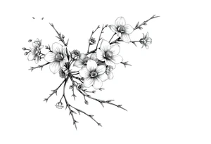flowers and branches with thorns tattoo idea