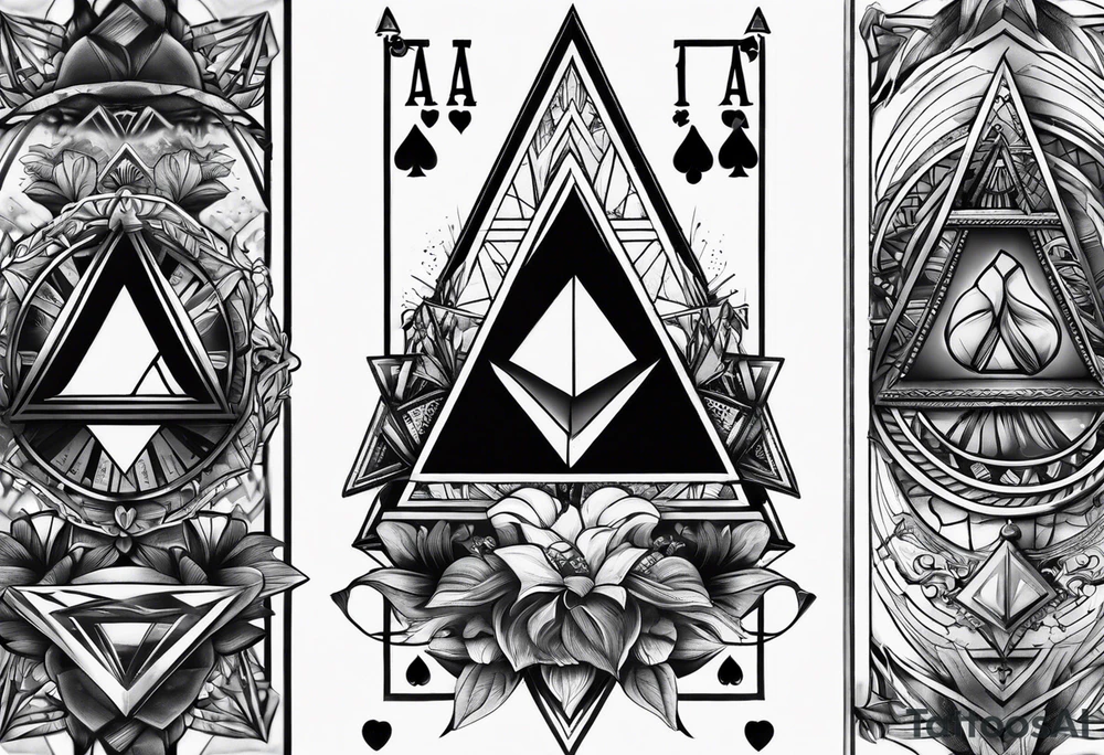 gambling themed triangle forearm tattoo tattoo idea