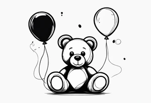 teddy bear with balloons tattoo idea