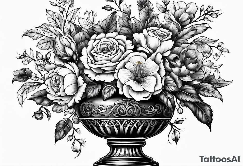 drawing ancient flower vase tattoo idea