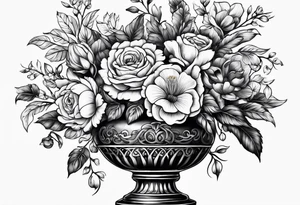drawing ancient flower vase tattoo idea