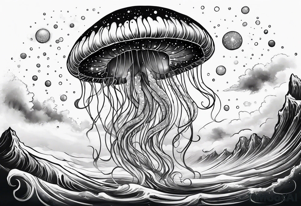 Magic jellyfish with the milky way tattoo idea