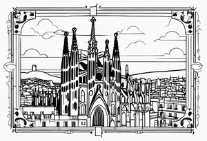 Simple design representing Barcelona gothic quarter tattoo idea