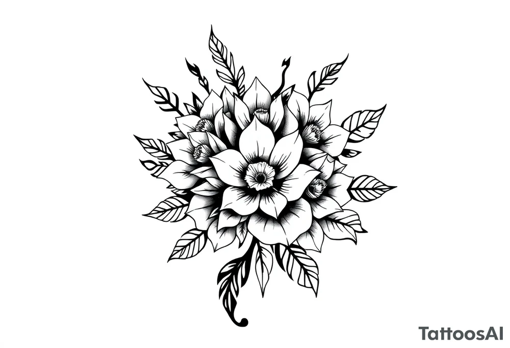 bouquet of flowers tattoo idea