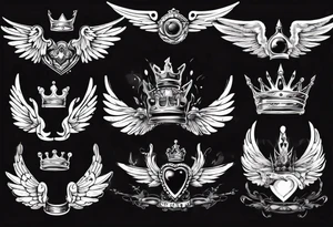 wings and crown tattoo idea