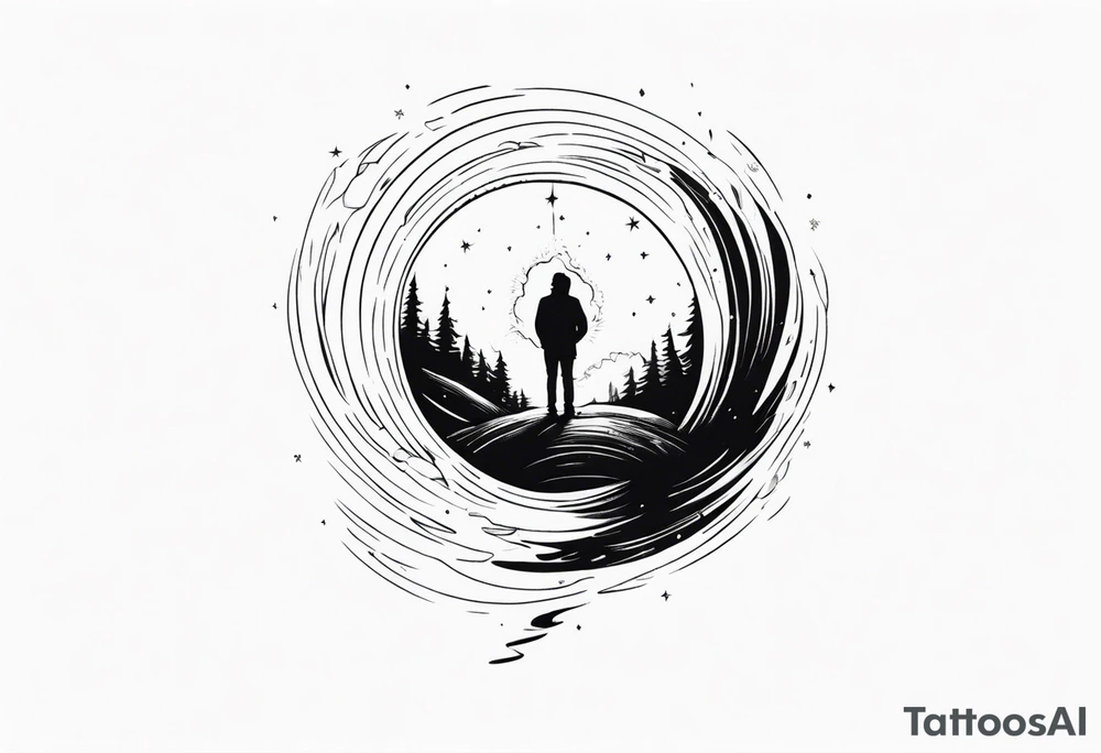 person inside a fireball comet tattoo idea