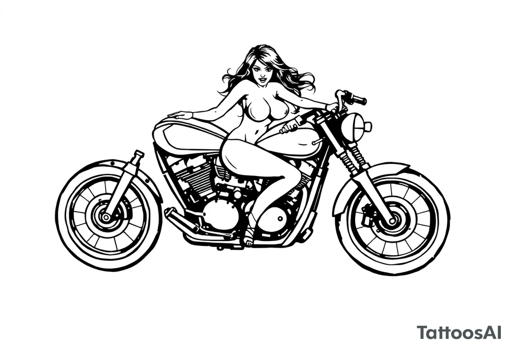 naked girl on motorcycle, slut, angry tattoo idea