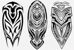 Futuristic leg armor tattoo idea