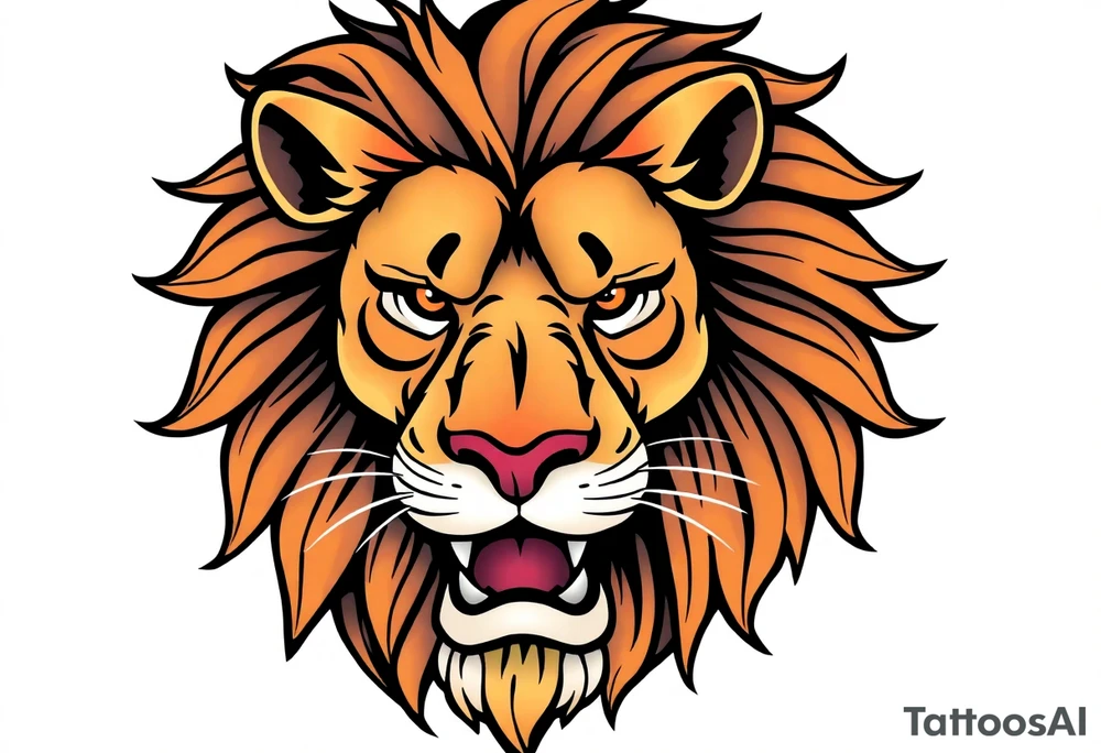 powerful majestic lion, close-up tattoo idea