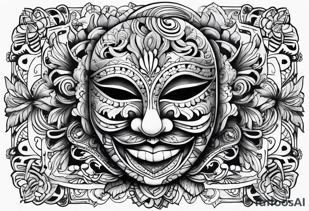 Laughing mask Mexican style tattoo idea