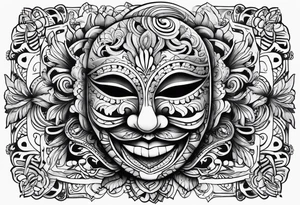 Laughing mask Mexican style tattoo idea