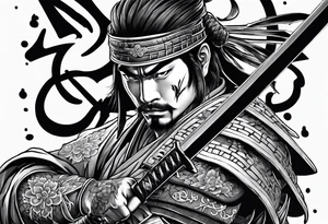 samurai holding sward tattoo idea