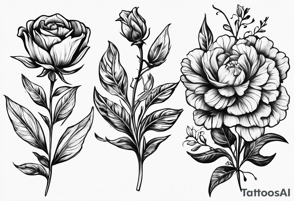 September birth flower with roman numerals IX-VI-LVII tattoo idea