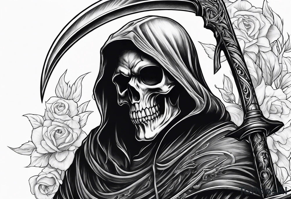 Grim reaper with scythe tattoo idea