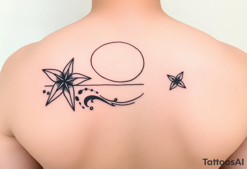 A beach/ocean theme for my wife and child. tattoo idea
