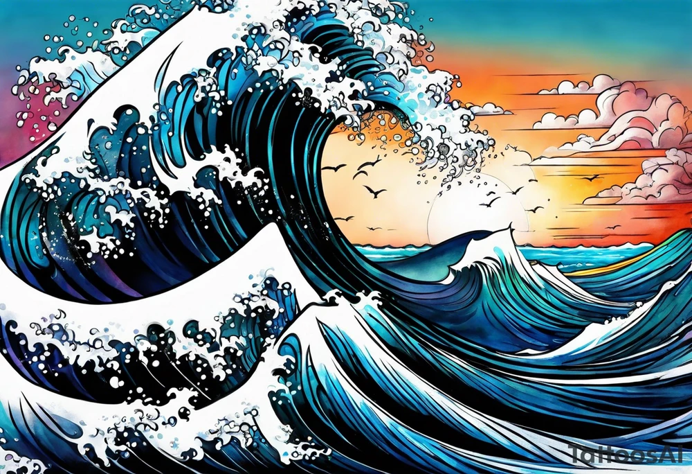 waves;  
"come what may"; outside forearm not an oval tattoo idea