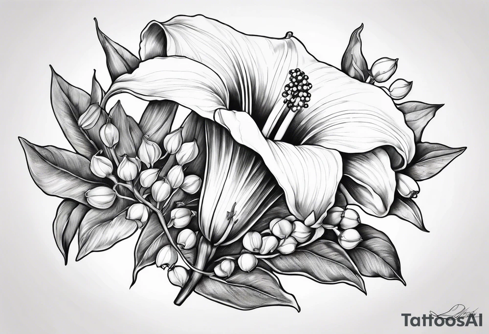 lily of the valley, angel trumpet tattoo idea