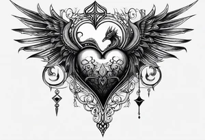 Long tattoo for arm. Lovecraftian creature, protecting a heart. Ctulhu. tattoo idea