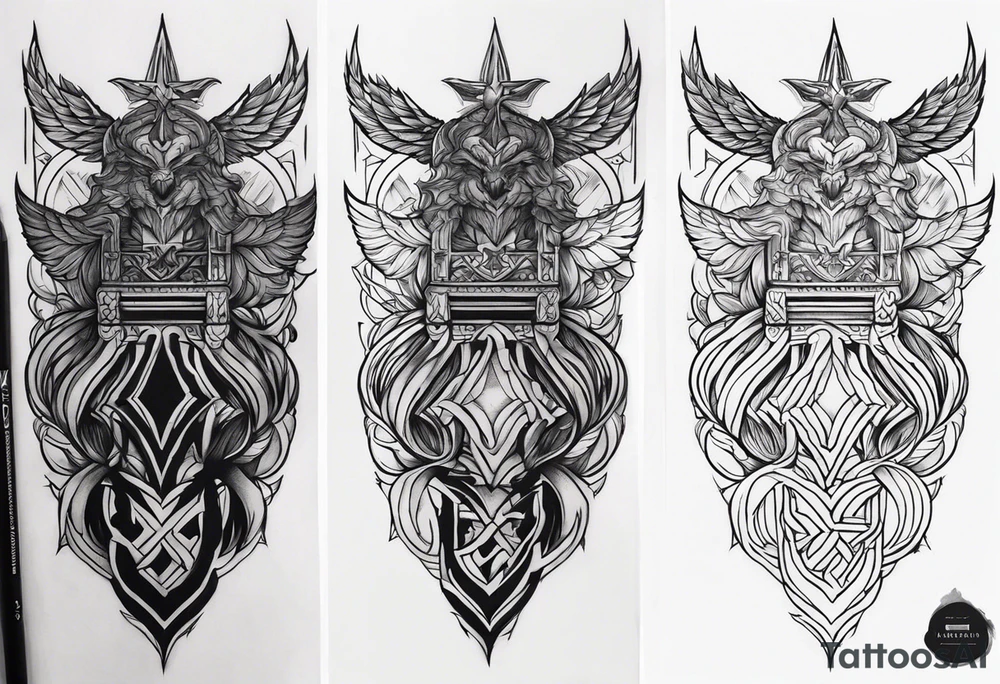 Forearm tattoo god of justice tattoo idea
