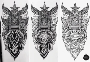 Forearm tattoo god of justice tattoo idea