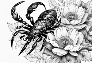 Scorpion and peony flower tattoo idea