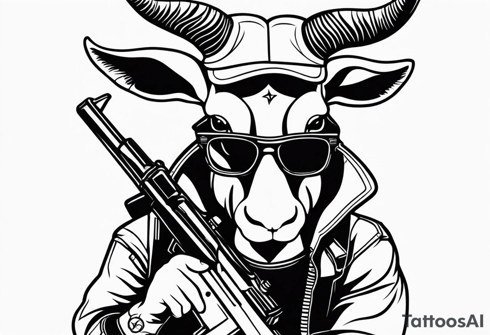 capricorn with sunglasses and a shotgun tattoo idea