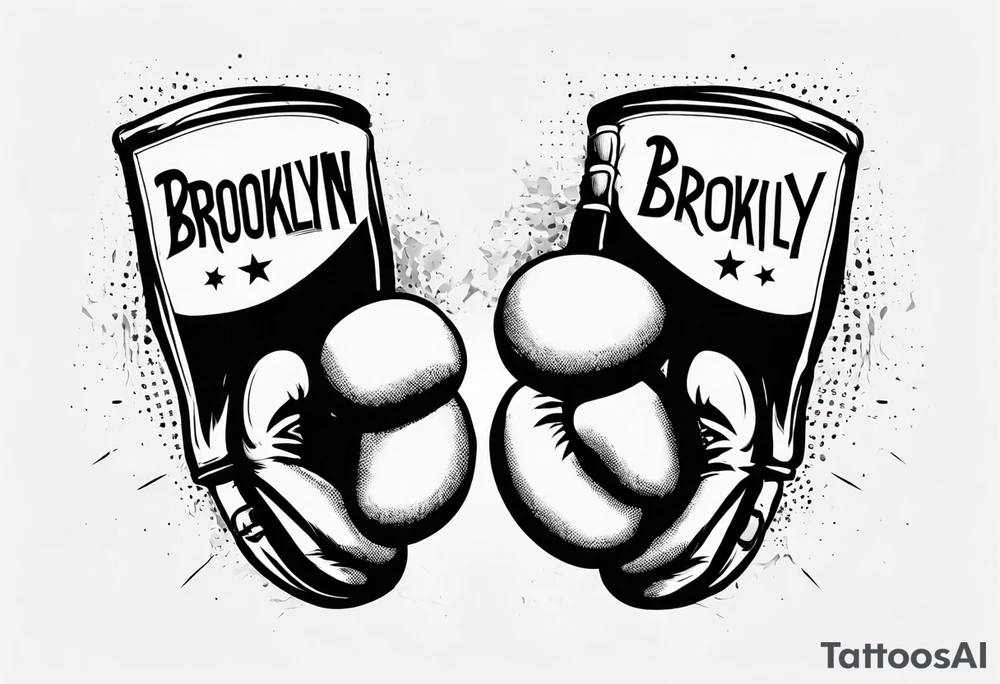 pair of boxing gloves in cartoon style with Brooklyn wording tattoo idea