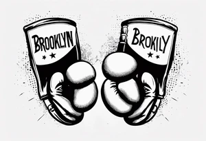 pair of boxing gloves in cartoon style with Brooklyn wording tattoo idea