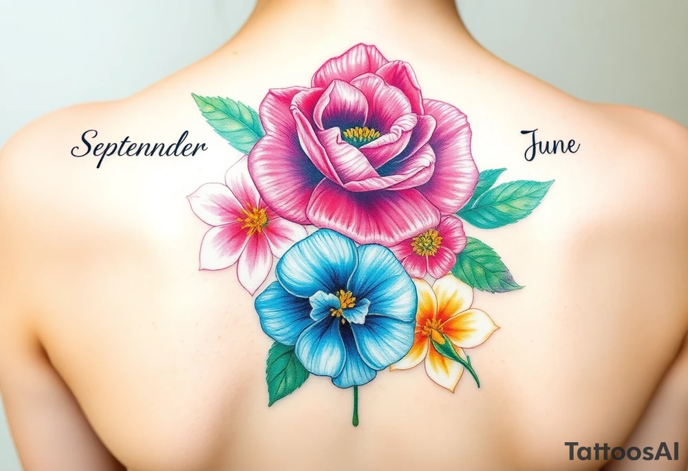 birthday month flowers for September January, June, May and July. Do not put months written on it tattoo idea