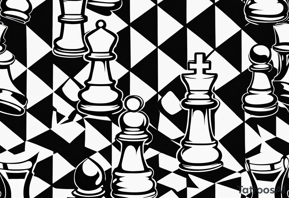 Melting Chess board in the shape of a cross tattoo idea