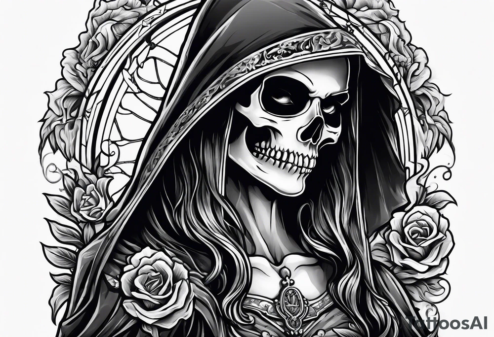 lady skeleton grim reaper satan tattoo idea