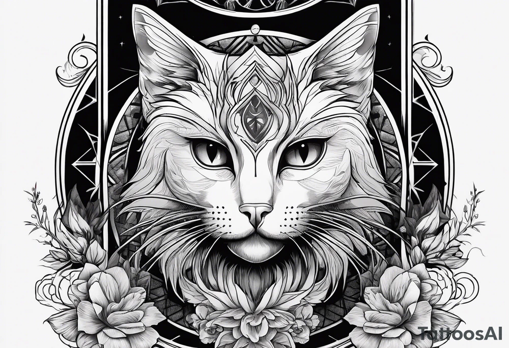 Black cat with half dead tattoo idea
