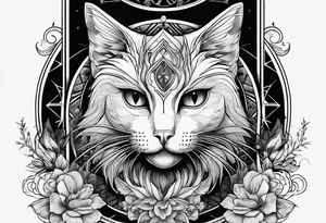 Black cat with half dead tattoo idea
