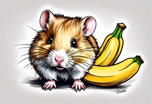 A hamster eating a banana tattoo idea