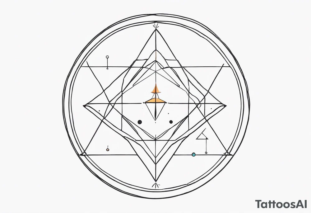simple, text of scientific symbol big delta inside a thin chain circle tattoo idea